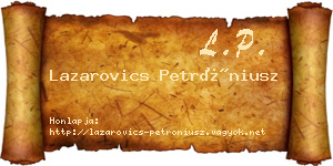Lazarovics Petróniusz névjegykártya